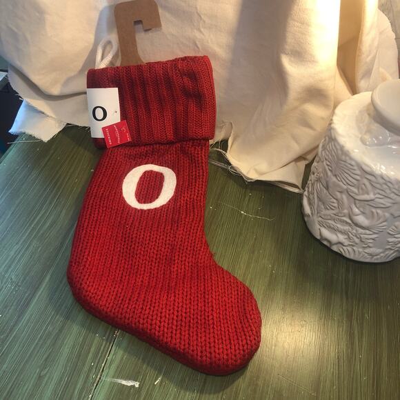 Wondershop NWT Red Monogrammed "O"  Knit Christmas Stocking - Picture 1 of 3
